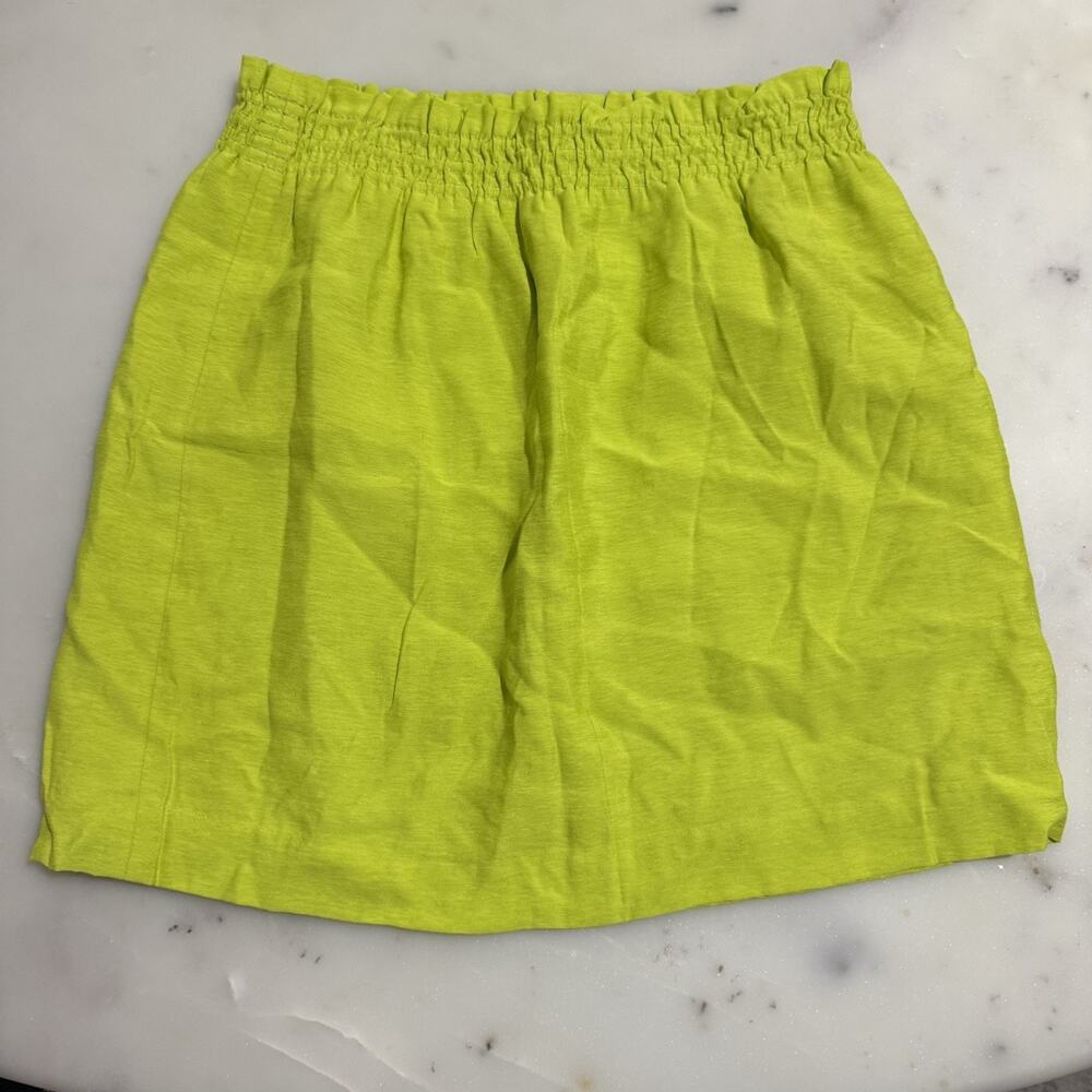 J Crew Size 6 Neon Citron Green Pencil Skirt Pull On Elastic Waistband Comfy